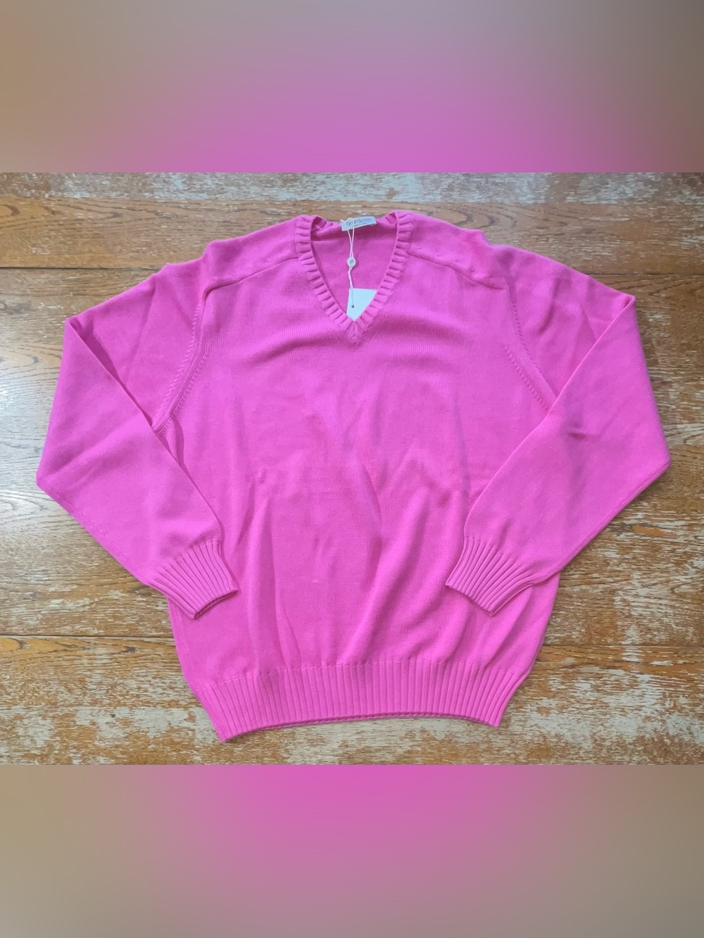 NWT Gran Sasso V-
Neck Sweater Made in Italy Solid Pink Size XL
Mens